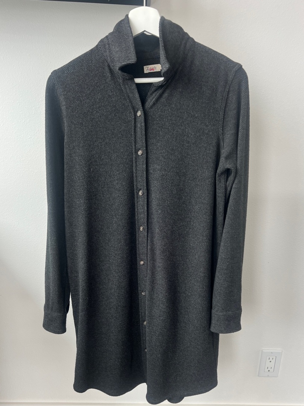Faherty Charcoal Long-Sleeve Button Front Shirt Dress Size Small